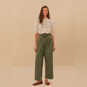FARM Rio Sage Green Wide-Leg Pants